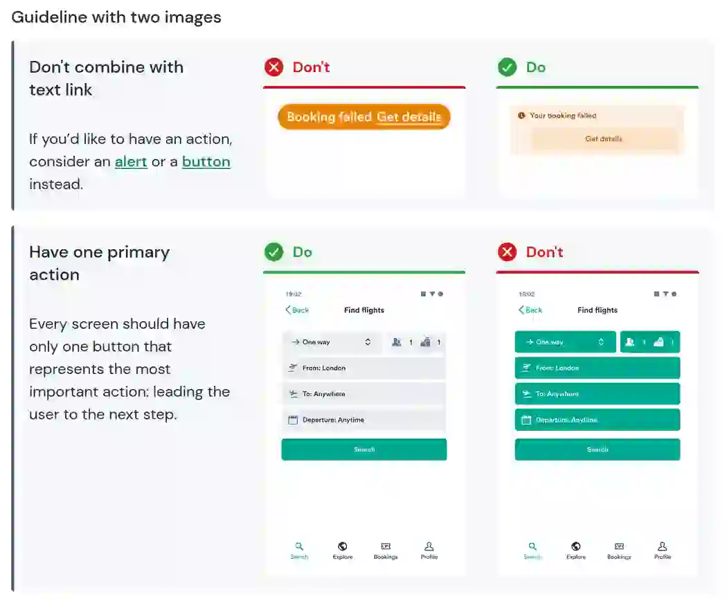 A docs guidelines component in action